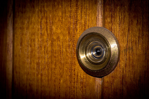 Peephole in a wooden door