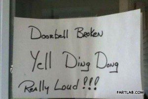 Doorbell broken sign