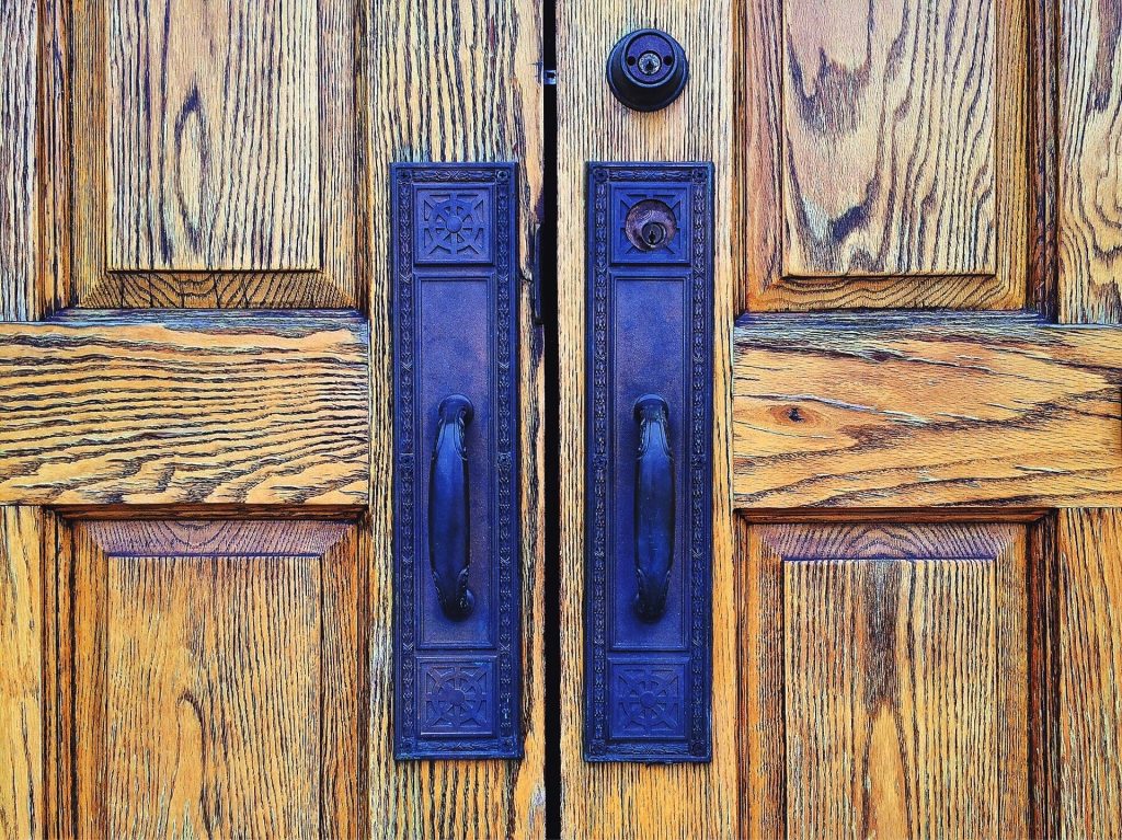 wooden entrance doors