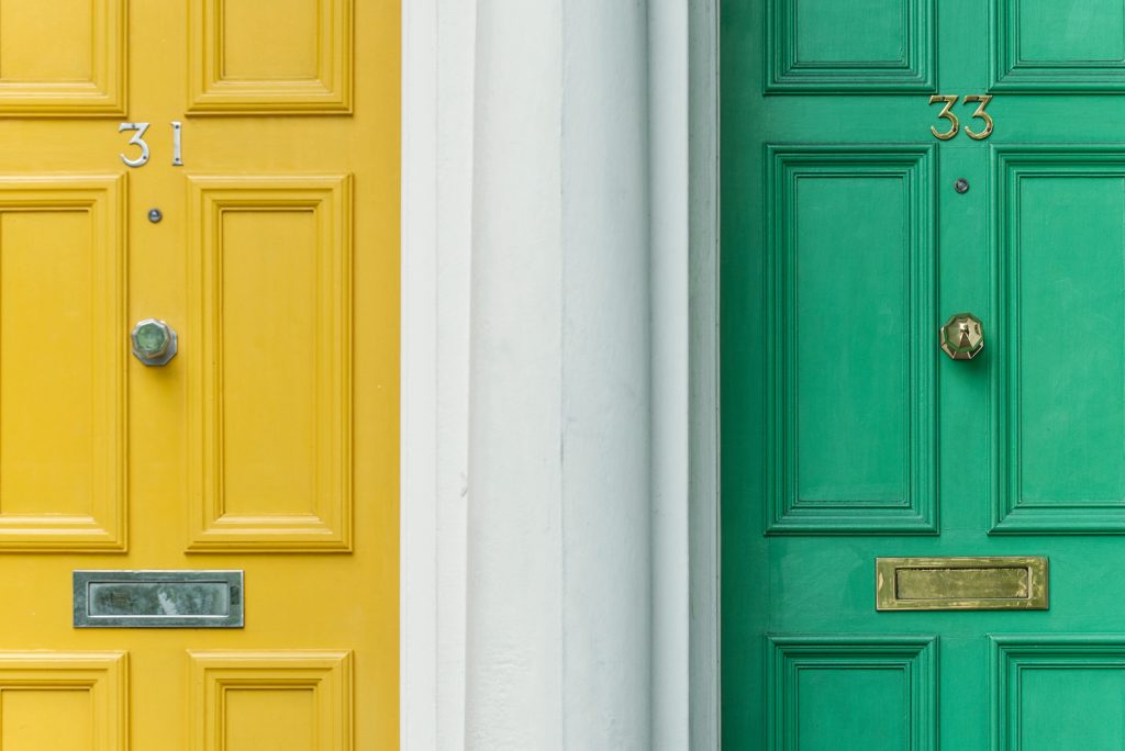 yellow door and green door