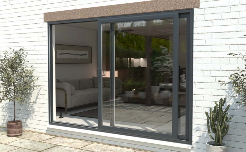 Anthracite grey aluminium sliding patio doors