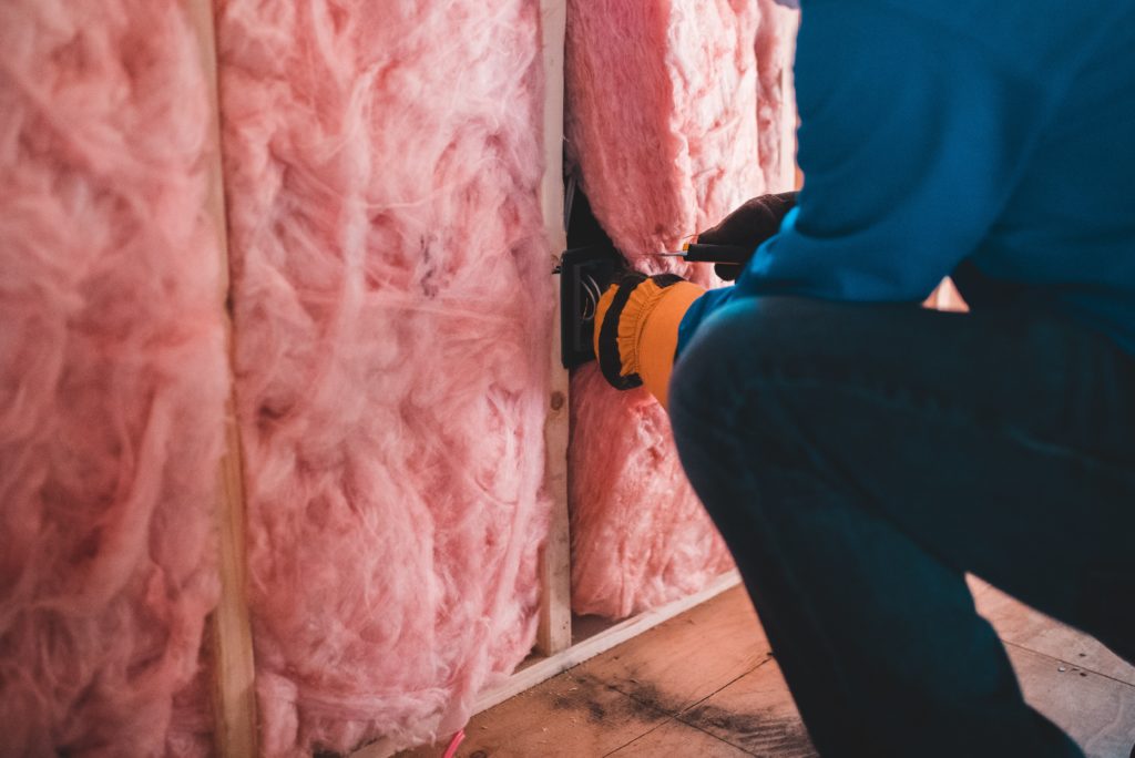 Photo of insulation being installed
