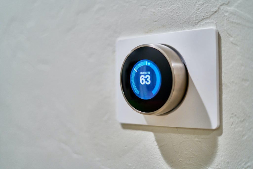 Close up photograph of a Smart Thermostat