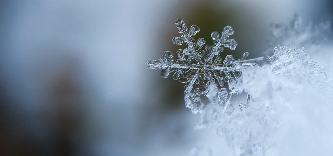 Close-up photograph of a snowflake