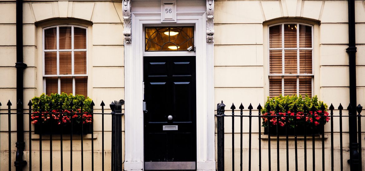 Black door with fanlight