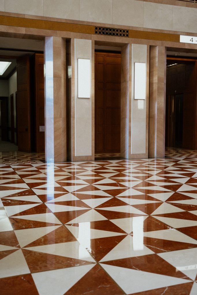 A smooth patterned floor which is a feature of 1930s design 