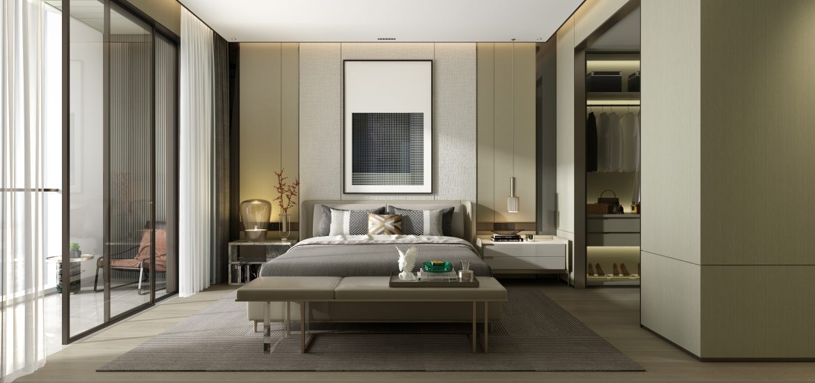 Neutral quiet luxury home with sliding doors